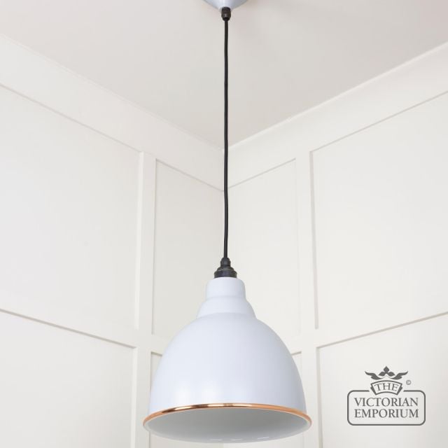 Brindle Pendant Light In Birch With White Gloss Interior 49507bi 3 L