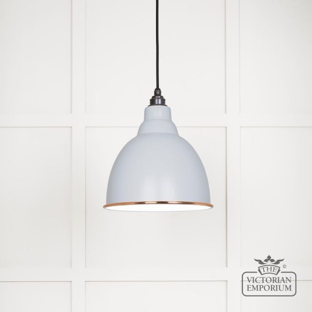 Brindle Pendant Light In Birch With White Gloss Interior 49507bi Main L
