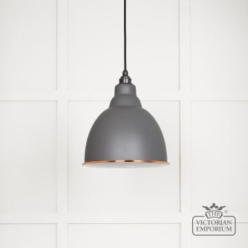 Brindle Pendant Light In Bluff With White Gloss Interior 49507bl 1 L