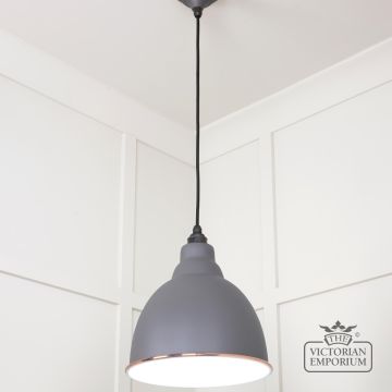 Brindle Pendant Light In Bluff With White Gloss Interior 49507bl 2 L