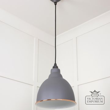 Brindle Pendant Light In Bluff With White Gloss Interior 49507bl 3 L