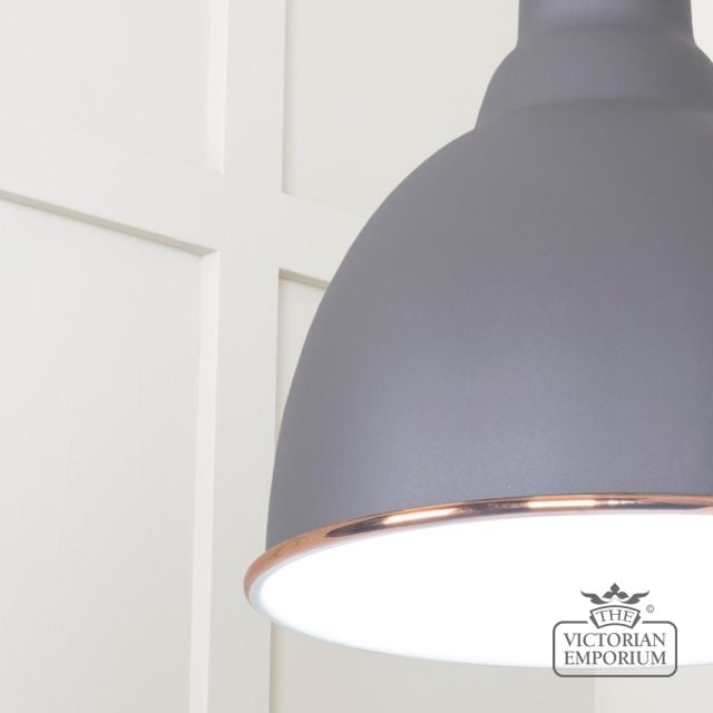Brindle Pendant Light In Bluff With White Gloss Interior 49507bl 4 L
