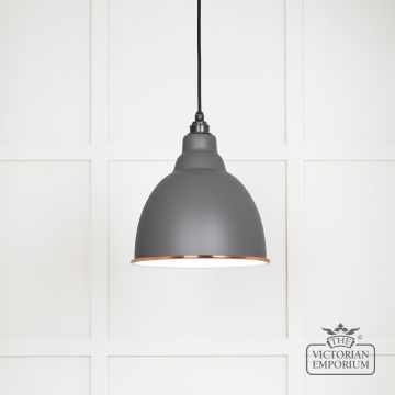 Brindle Pendant Light In Bluff With White Gloss Interior 49507bl Main L