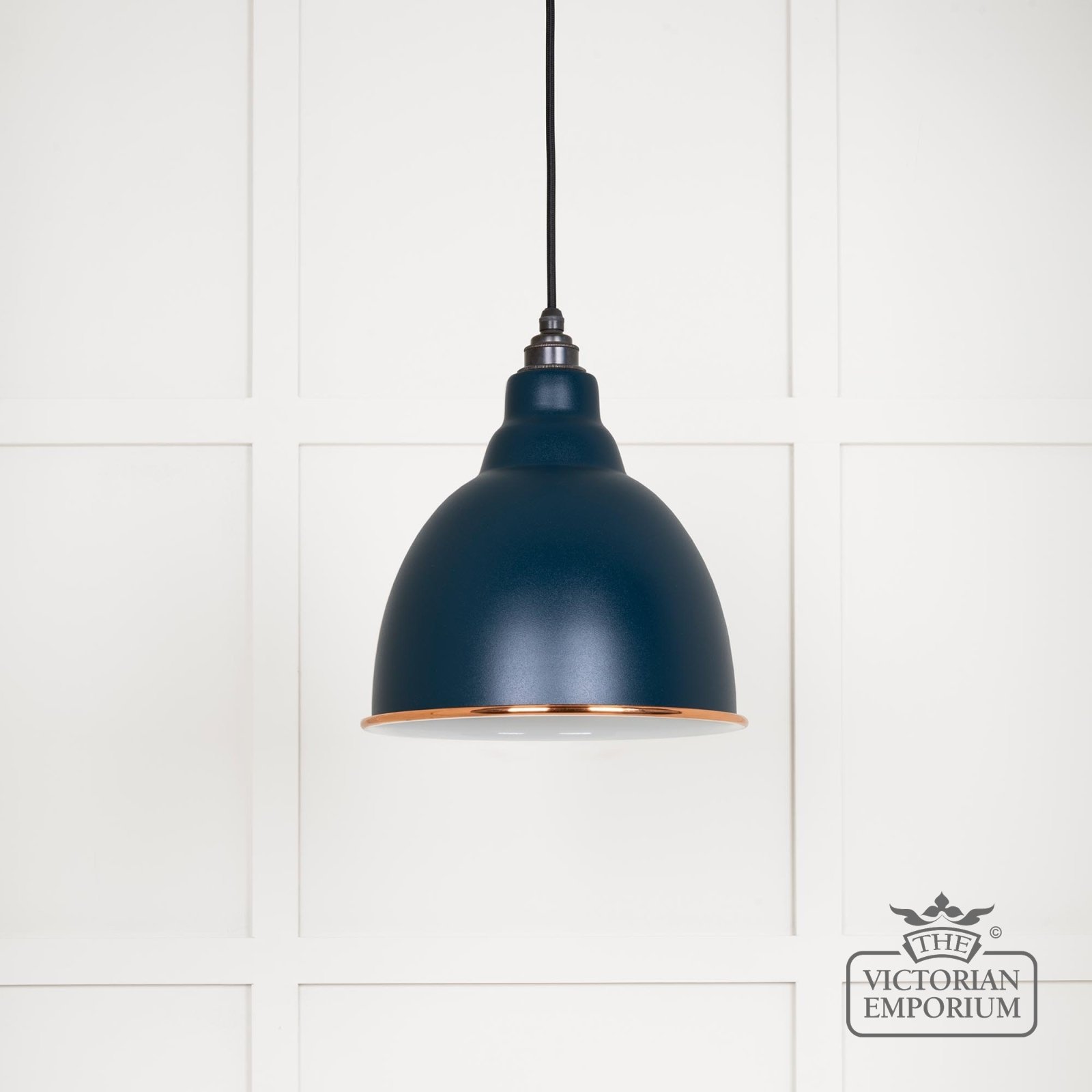 Brindle pendant light in Dusk with white gloss interior