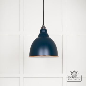 Brindle Pendant Light In Dusk With White Gloss Interior 49507du 1 L