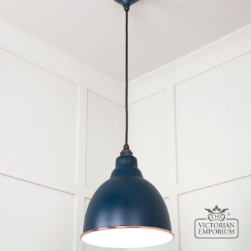 Brindle Pendant Light In Dusk With White Gloss Interior 49507du 2 L