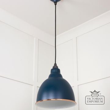 Brindle Pendant Light In Dusk With White Gloss Interior 49507du 3 L