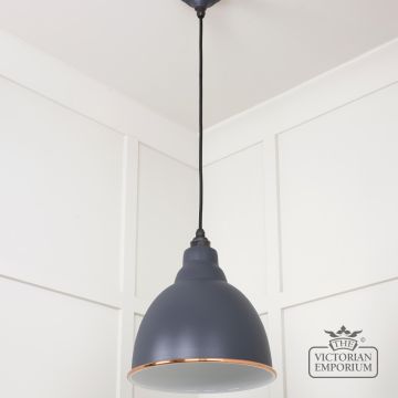 Brindle Pendant Light In Slate With White Gloss Interior 49507sl 3 L