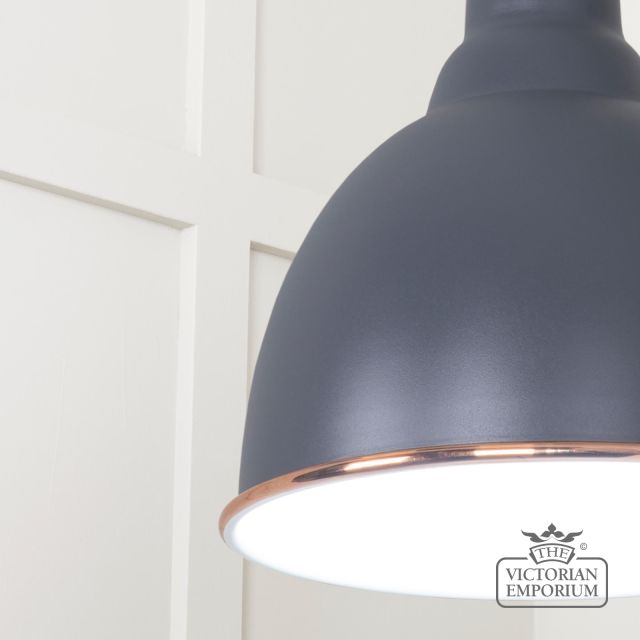 Brindle Pendant Light In Slate With White Gloss Interior 49507sl 4 L