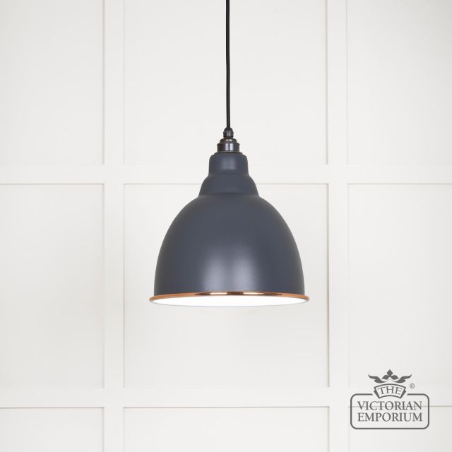 Brindle Pendant Light In Slate With White Gloss Interior 49507sl Main L