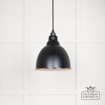 Brindle Pendant Light In Black With White Gloss Interior 49507eb 1 L