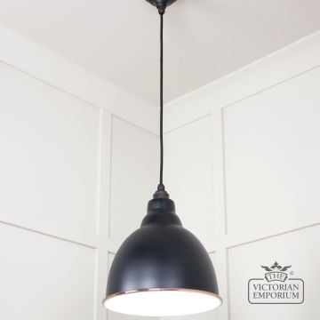 Brindle Pendant Light In Black With White Gloss Interior 49507eb 2 L