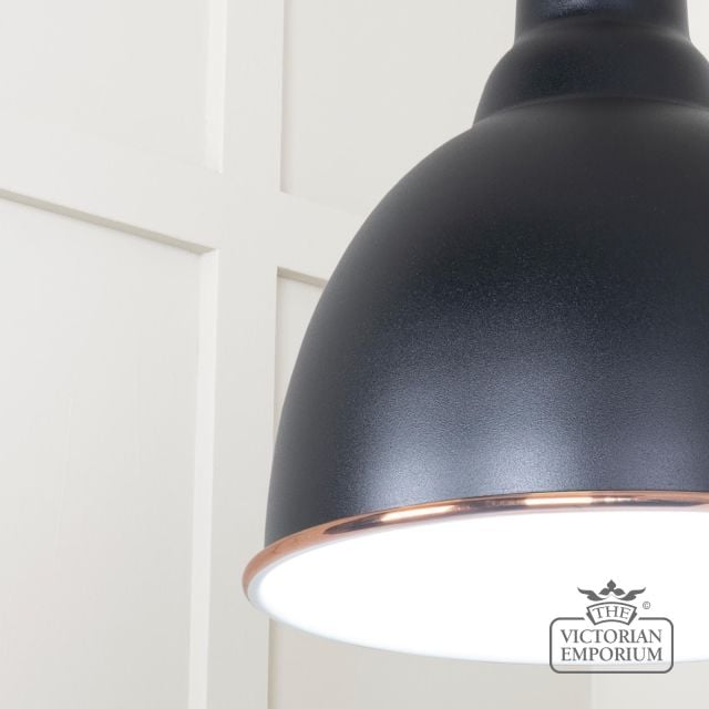 Brindle Pendant Light In Black With White Gloss Interior 49507eb 4 L