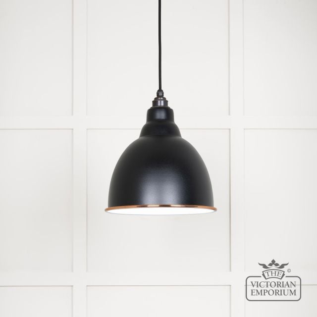Brindle Pendant Light In Black With White Gloss Interior 49507eb Main L