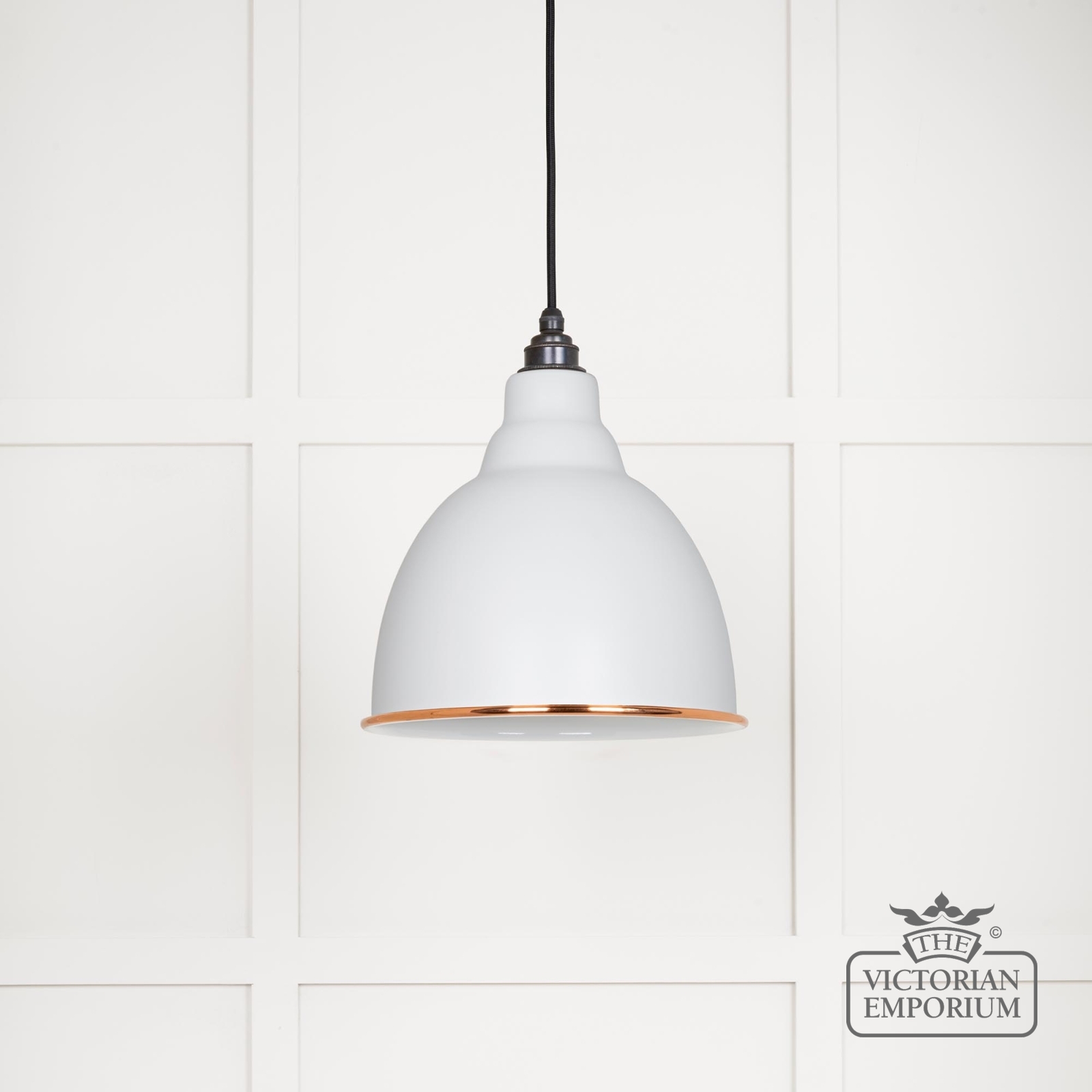 Brindle pendant light in Flock with white gloss interior