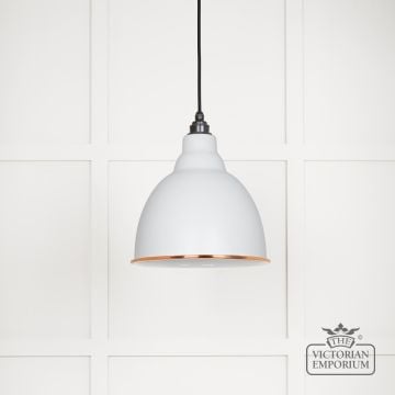 Brindle Pendant Light In Flock With White Gloss Interior 49507f 1 L