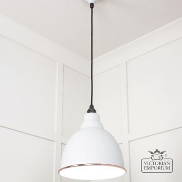 Brindle Pendant Light In Flock With White Gloss Interior 49507f 2 L