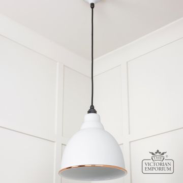 Brindle Pendant Light In Flock With White Gloss Interior 49507f 3 L