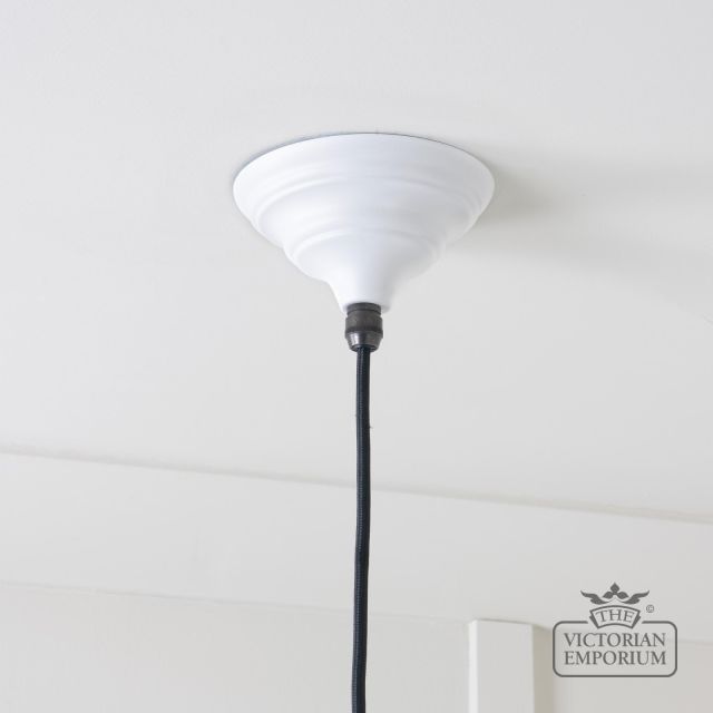 Brindle Pendant Light In Flock With White Gloss Interior 49507f 5 L