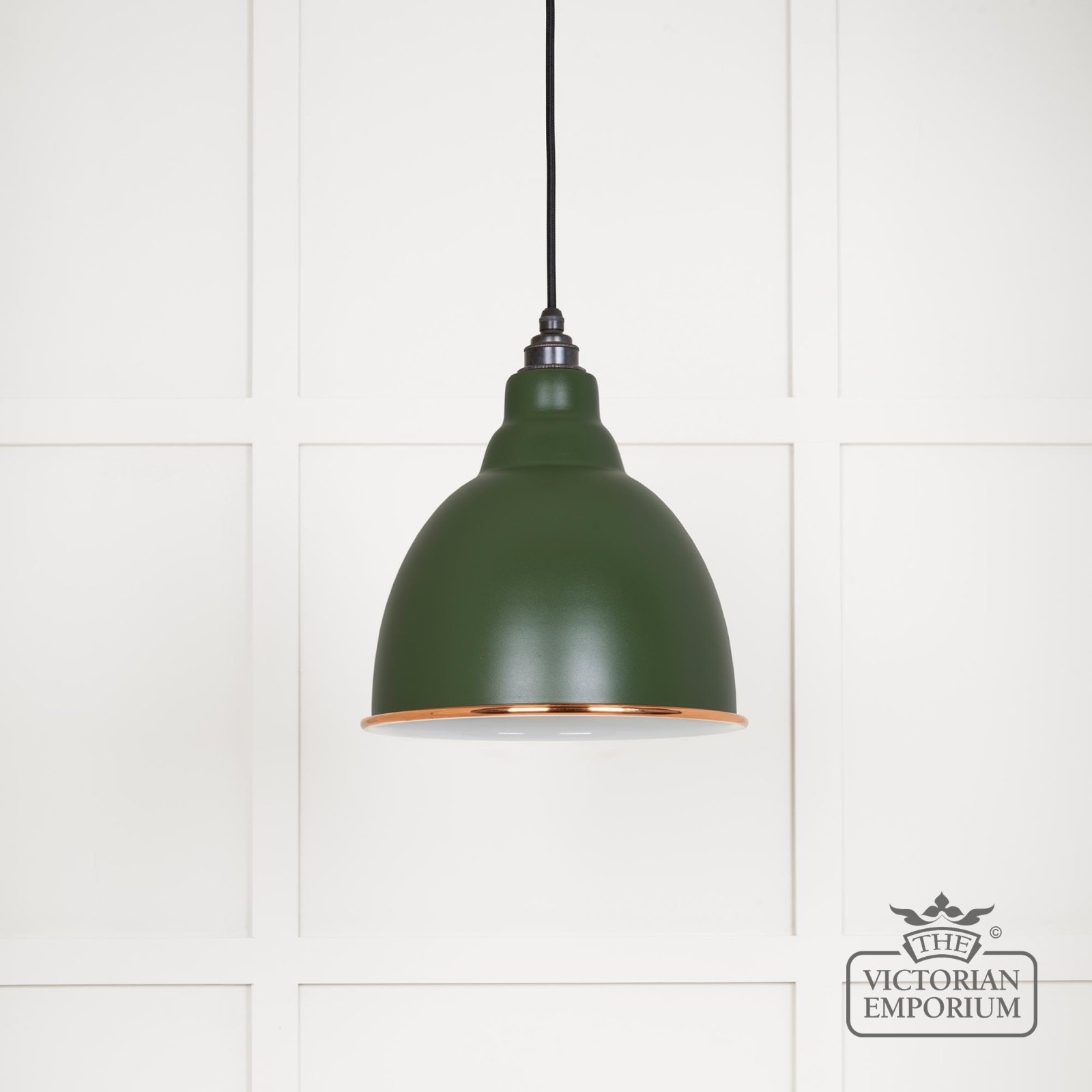 Brindle pendant light in Heath with white gloss interior