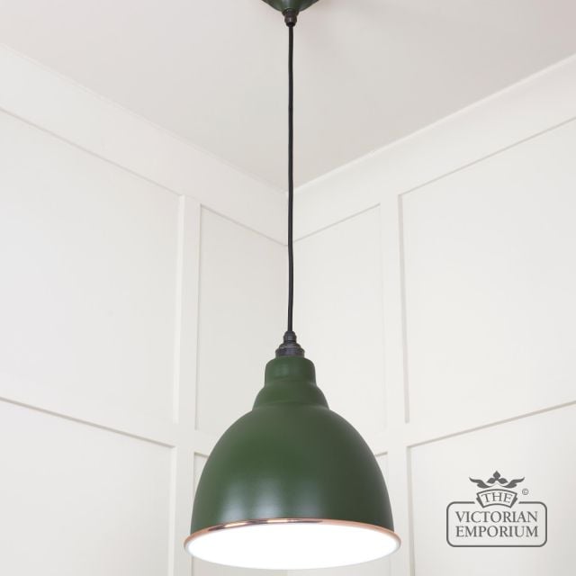 Brindle Pendant Light In Heath With White Gloss Interior 49507h 2 L