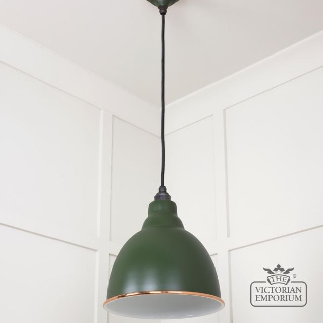 Brindle Pendant Light In Heath With White Gloss Interior 49507h 3 L