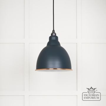 Brindle Pendant Light In Soot With White Gloss Interior 49507so 1 L