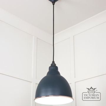 Brindle Pendant Light In Soot With White Gloss Interior 49507so 2 L