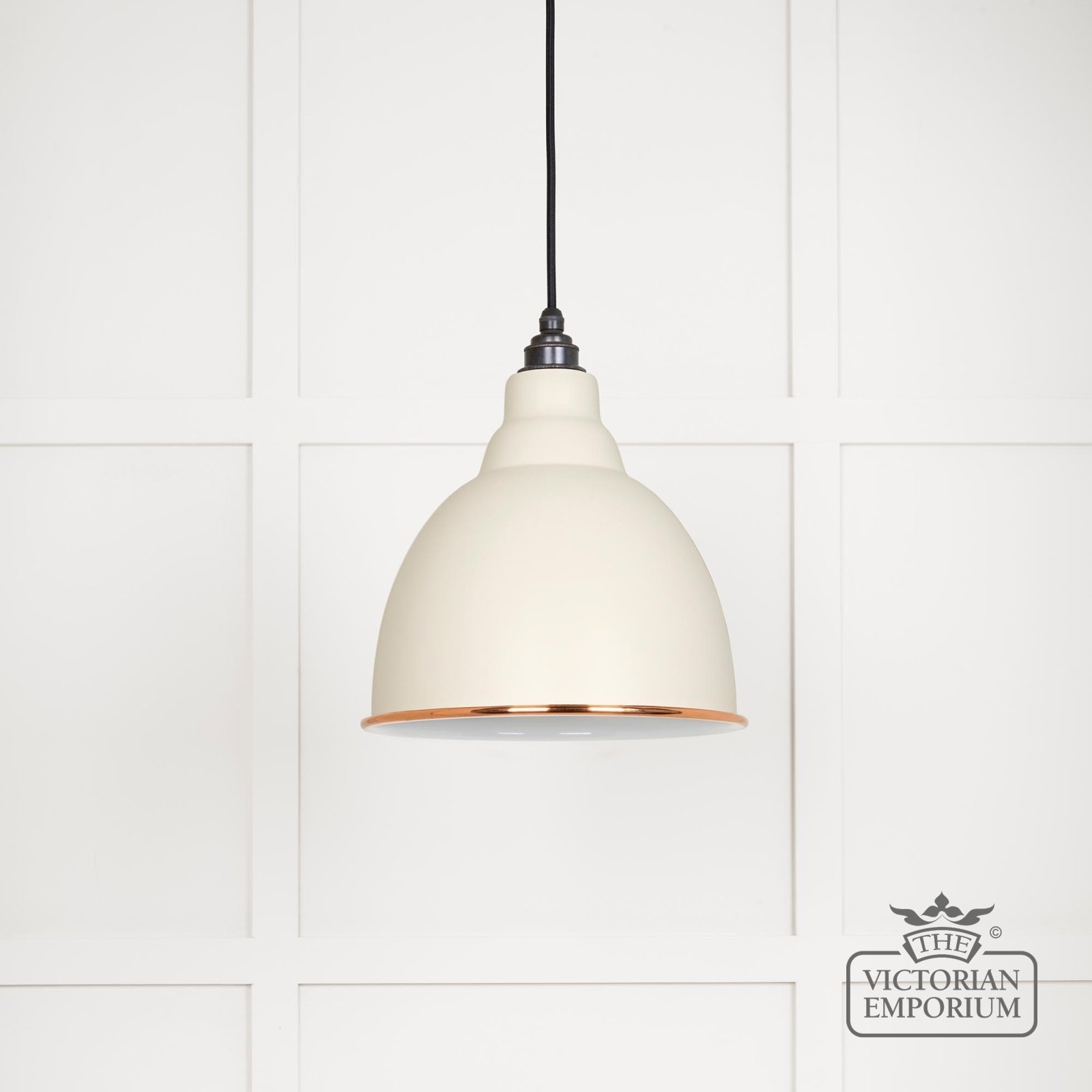 Brindle pendant light in Teasel with white gloss interior