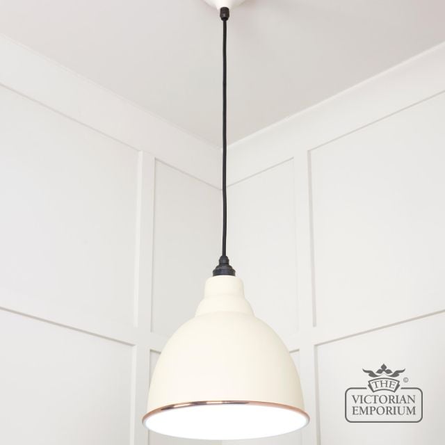 Brindle Pendant Light In Teasel With White Gloss Interior 49507te 2 L