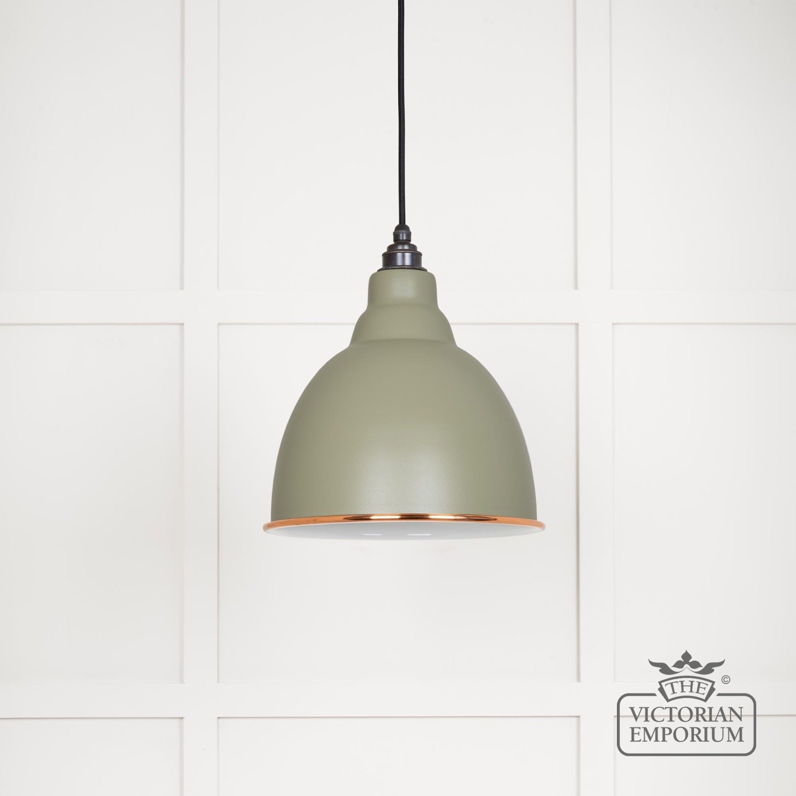 Brindle pendant light in Tump with white gloss interior