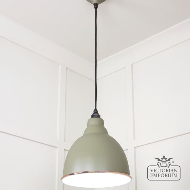Brindle Pendant Light In Tump With White Gloss Interior 49507tu 2 L