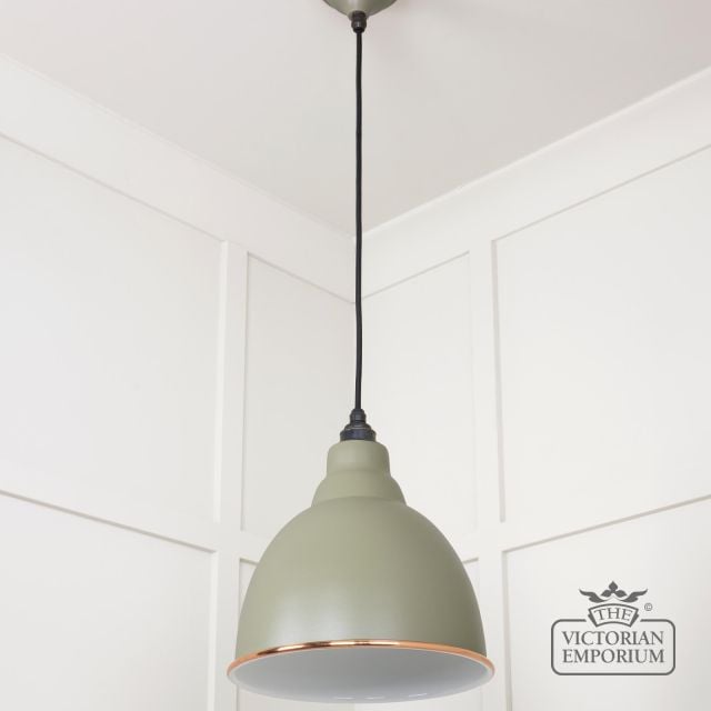 Brindle Pendant Light In Tump With White Gloss Interior 49507tu 3 L
