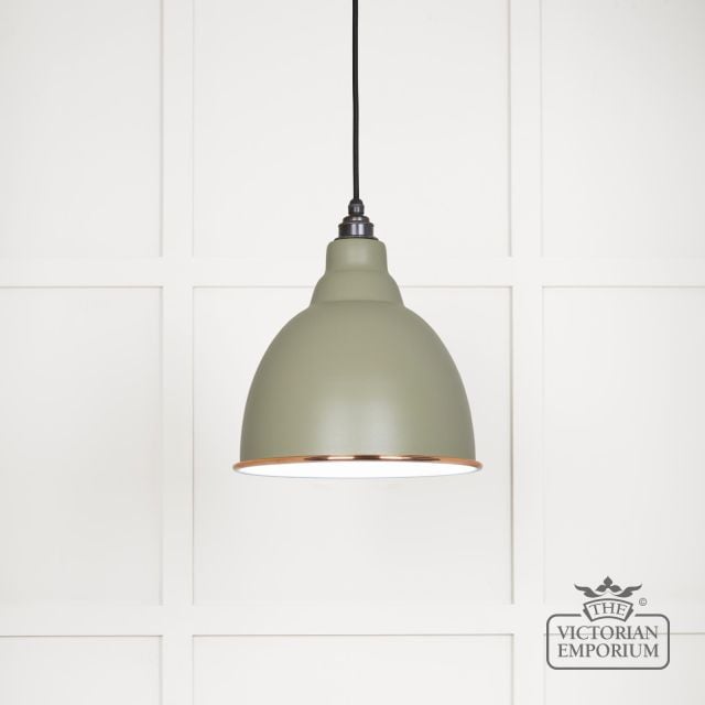 Brindle Pendant Light In Tump With White Gloss Interior 49507tu Main L