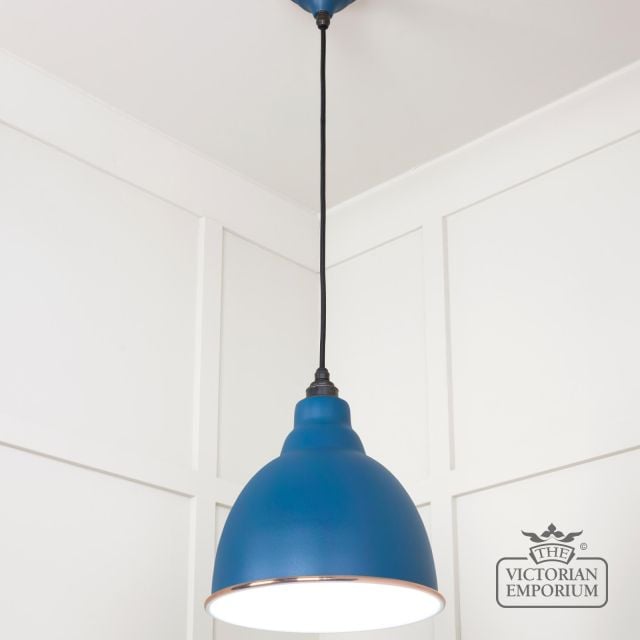 Brindle Pendant Light In Upstream With White Gloss Interior 49507u 2 L
