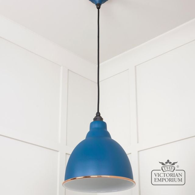 Brindle Pendant Light In Upstream With White Gloss Interior 49507u 3 L