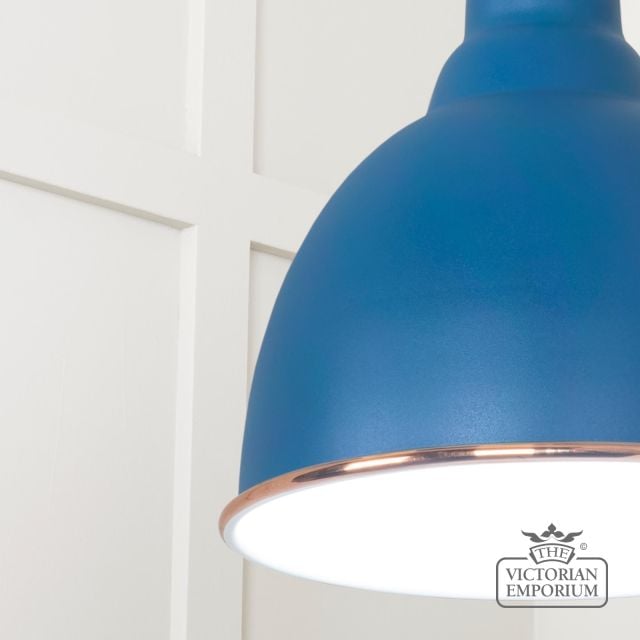 Brindle Pendant Light In Upstream With White Gloss Interior 49507u 4 L