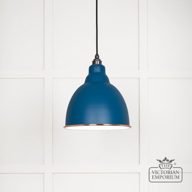 Brindle Pendant Light In Upstream With White Gloss Interior 49507u Main L