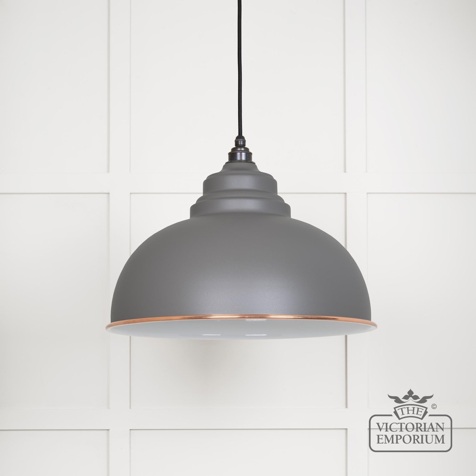 Harlow pendant light in Bluff with white gloss interior