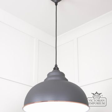 Harlow Pendant Light In Bluff With White Gloss Interior 49508bl 2 L