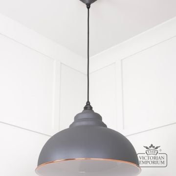 Harlow Pendant Light In Bluff With White Gloss Interior 49508bl 3 L