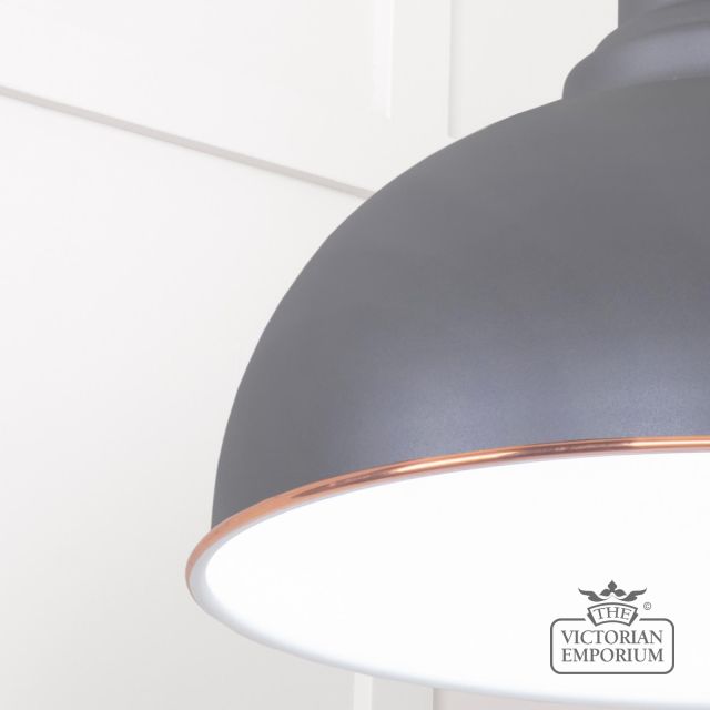 Harlow Pendant Light In Bluff With White Gloss Interior 49508bl 4 L