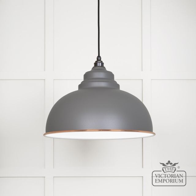 Harlow Pendant Light In Bluff With White Gloss Interior 49508bl Main L