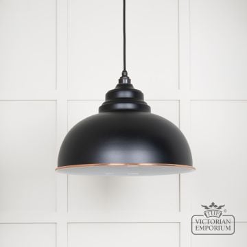 Harlow Pendant Light In Black With White Gloss Interior 49508eb 1 L