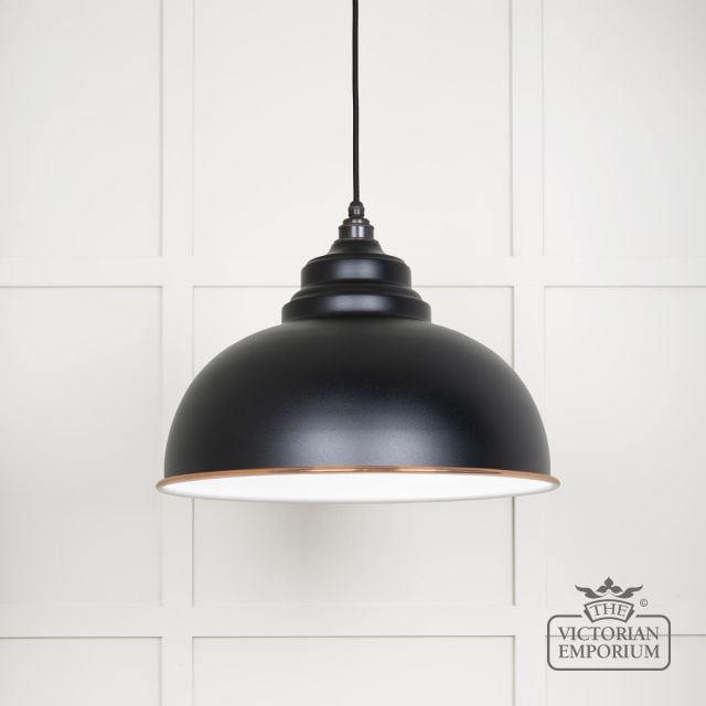 Harlow Pendant Light In Black With White Gloss Interior 49508eb Main L
