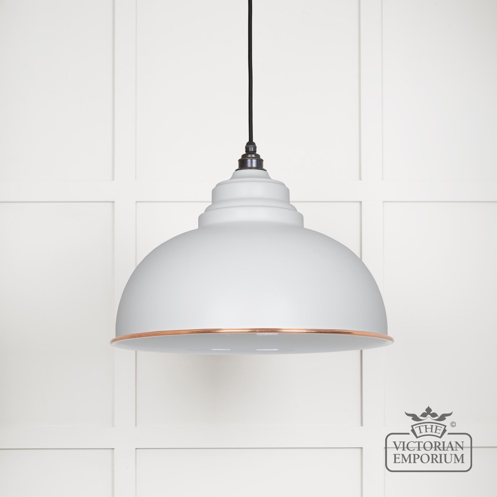 Harlow pendant light in Flock with white gloss interior
