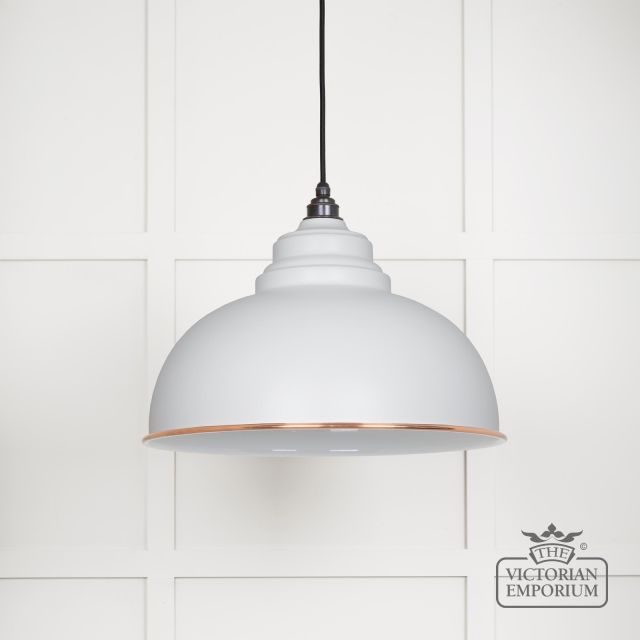 Harlow pendant light in Flock with white gloss interior