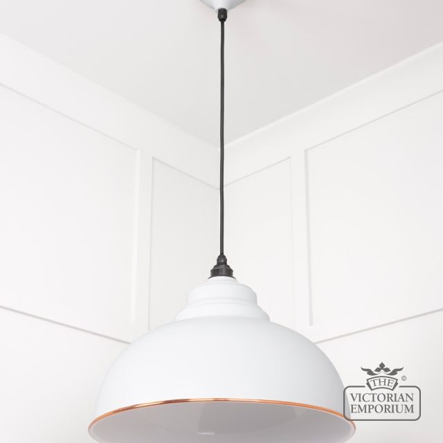 Harlow Pendant Light In Flock With White Gloss Interior 49508f 3 L