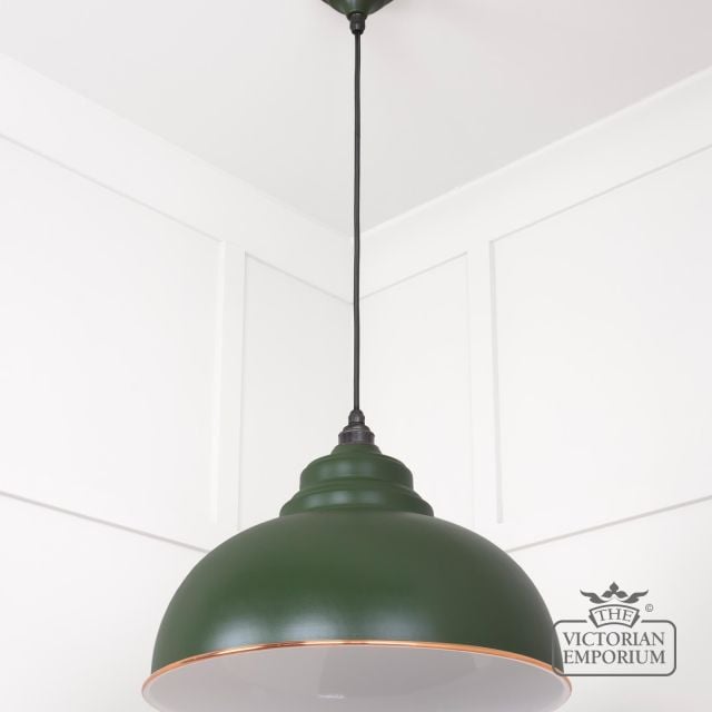 Harlow Pendant Light In Heath With White Gloss Interior 49508h 3 L
