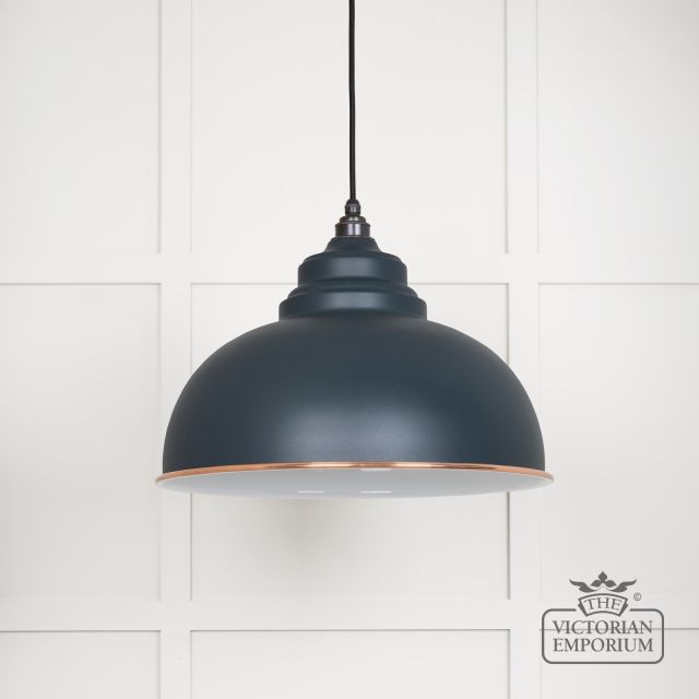 Harlow pendant light in Soot with white gloss interior